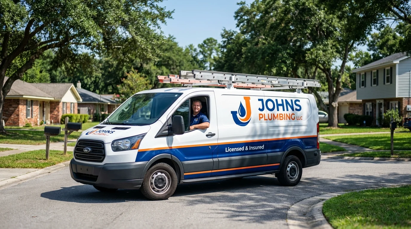 Johns Plumbing LLC service van in East Pittsburgh, PA