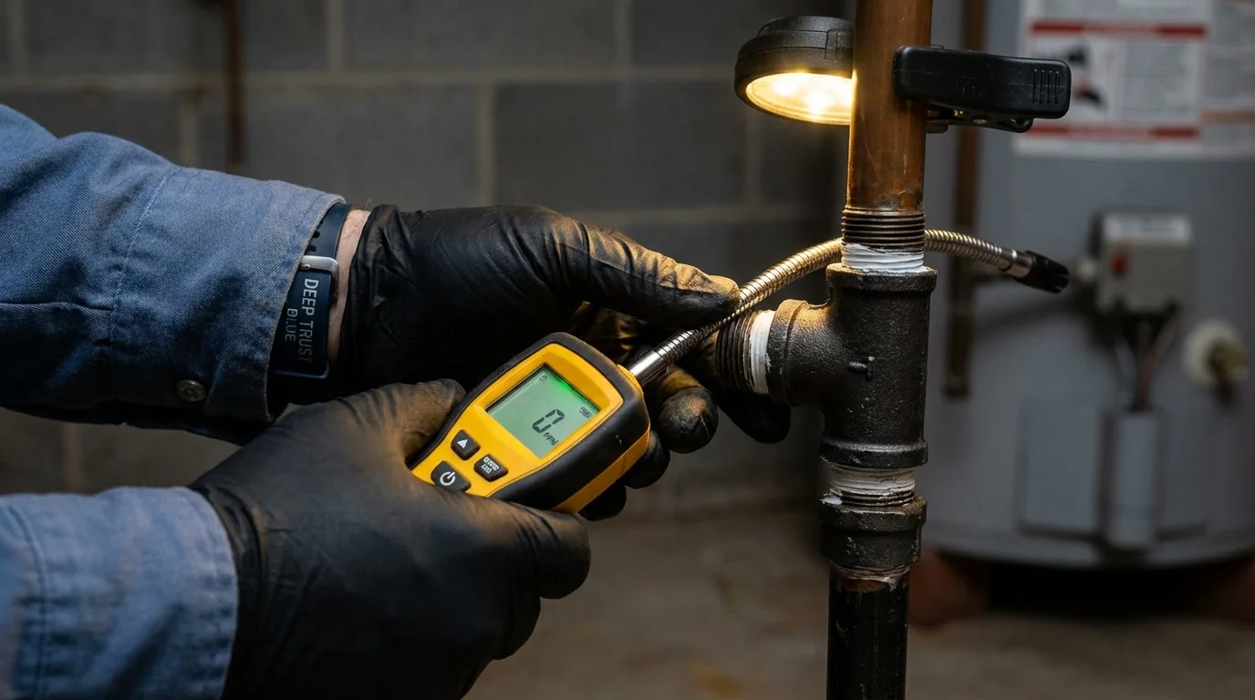 Gas leak detection with electronic sniffer by Johns Plumbing LLC in East Pittsburgh