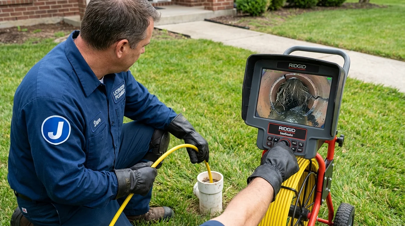 Sewer camera inspection being performed by Johns Plumbing LLC in East Pittsburgh
